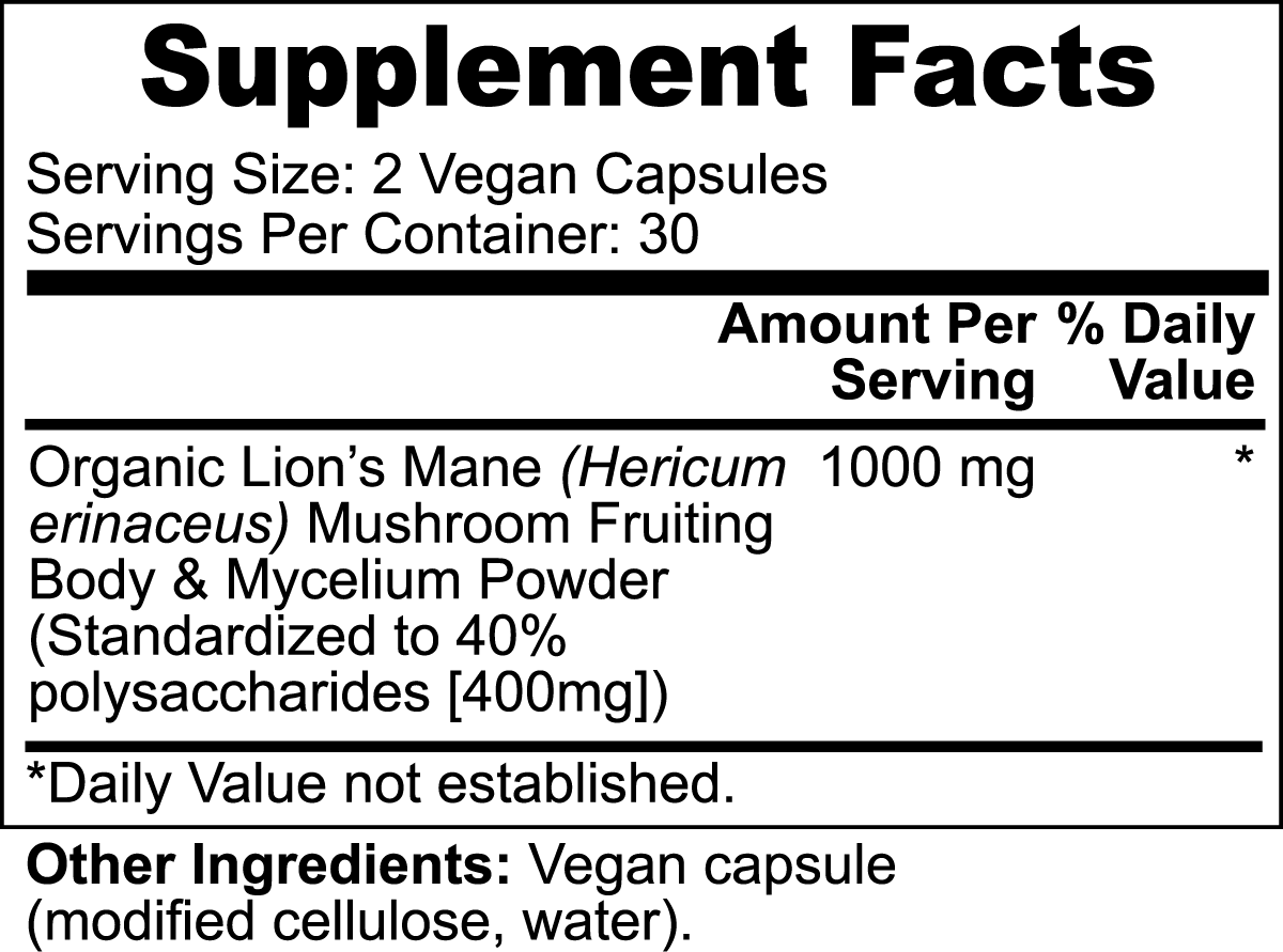 FOCUS: Organic Lion's Mane Mushroom Capsule